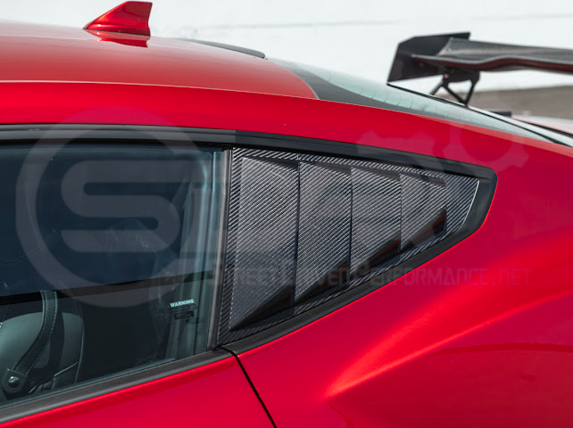 2024-UP FORD MUSTANG S650 | CARBON FIBER SIDE QUARTER WINDOW LOUVER SUN SHADE COVER